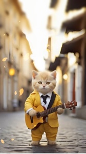 Gato tocando la guitarra