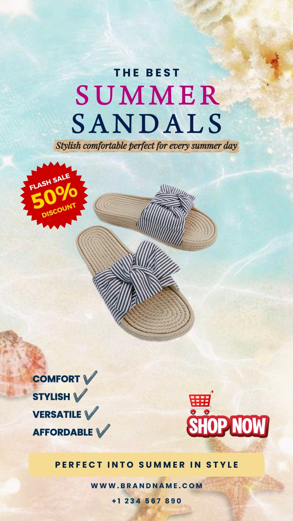 Venda de sandálias de verão