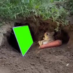 rabbit watching ipad