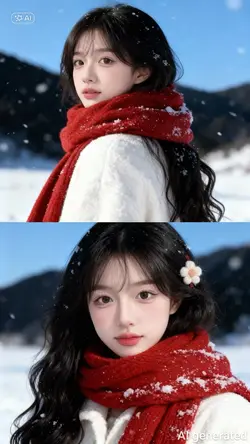 Ghép ảnh AI mùa đông