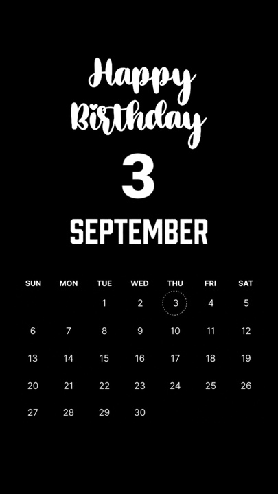 BIRTHDAY 3 SEPTEMBER