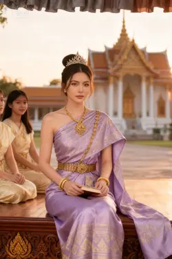 ชุดไทยสีม่วง