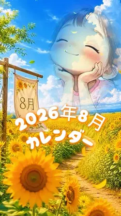 2026年8月カレンダー 1クリップ