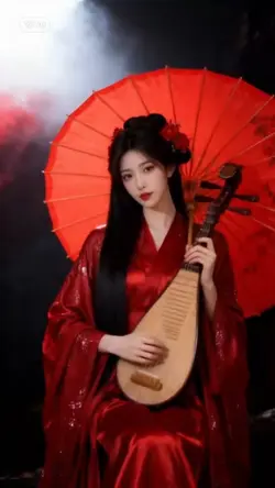 พี่สาวชุดจีนร่มแดง