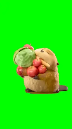 beaver carrying food