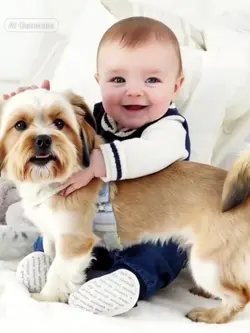 baby and dog