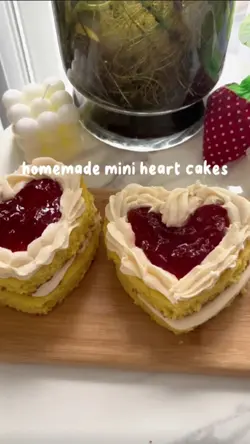 Homemade mini heart cakes