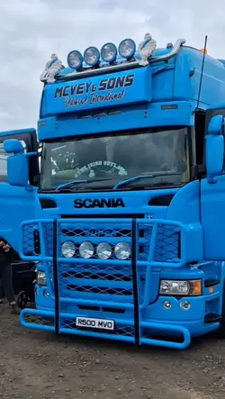 Blue Scania V8