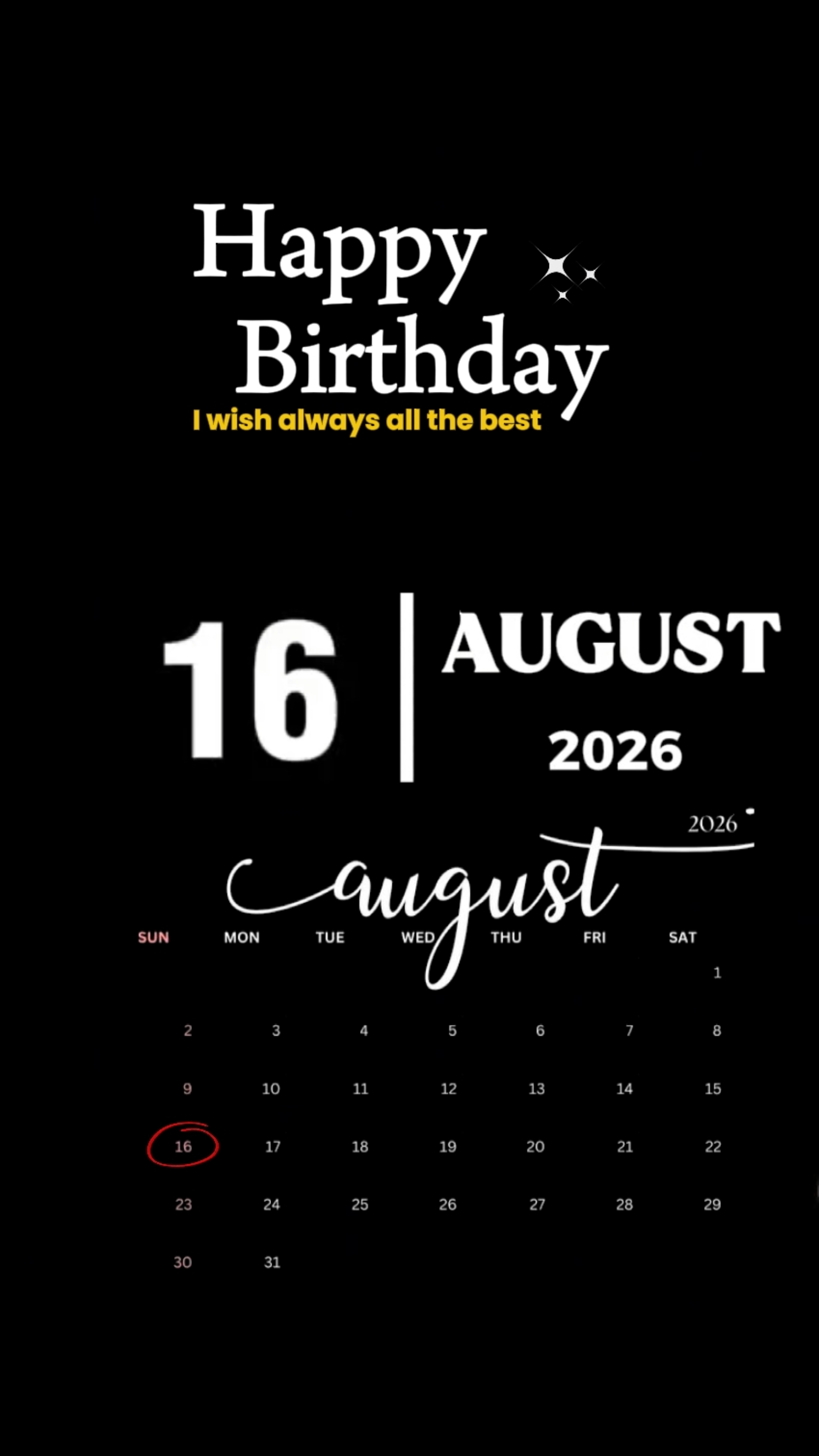BIRTHDAY 16 AUGUST 