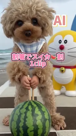 割箸でスイカ割🍉