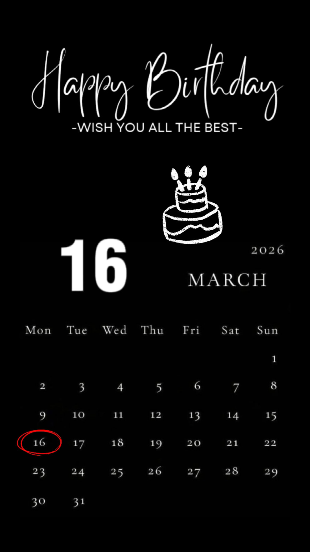 Anniversaire 16 mars