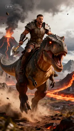riding a dinosaur