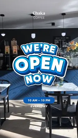 We’re Open Now Blue