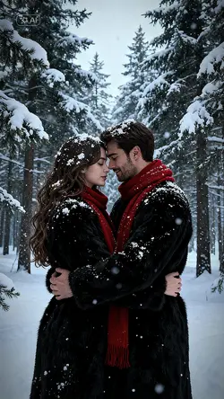 couple snow portrait