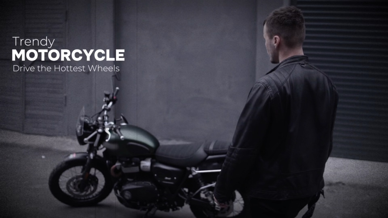Plantilla de anuncios de visualización de productos de la industria de la motocicleta en estilo cinematográfico