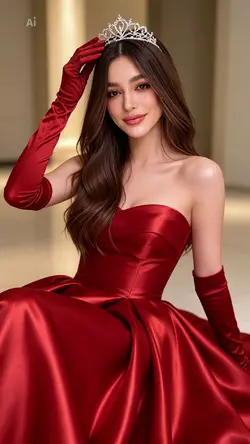 Red satin gown