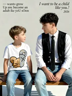 with childhood photo
