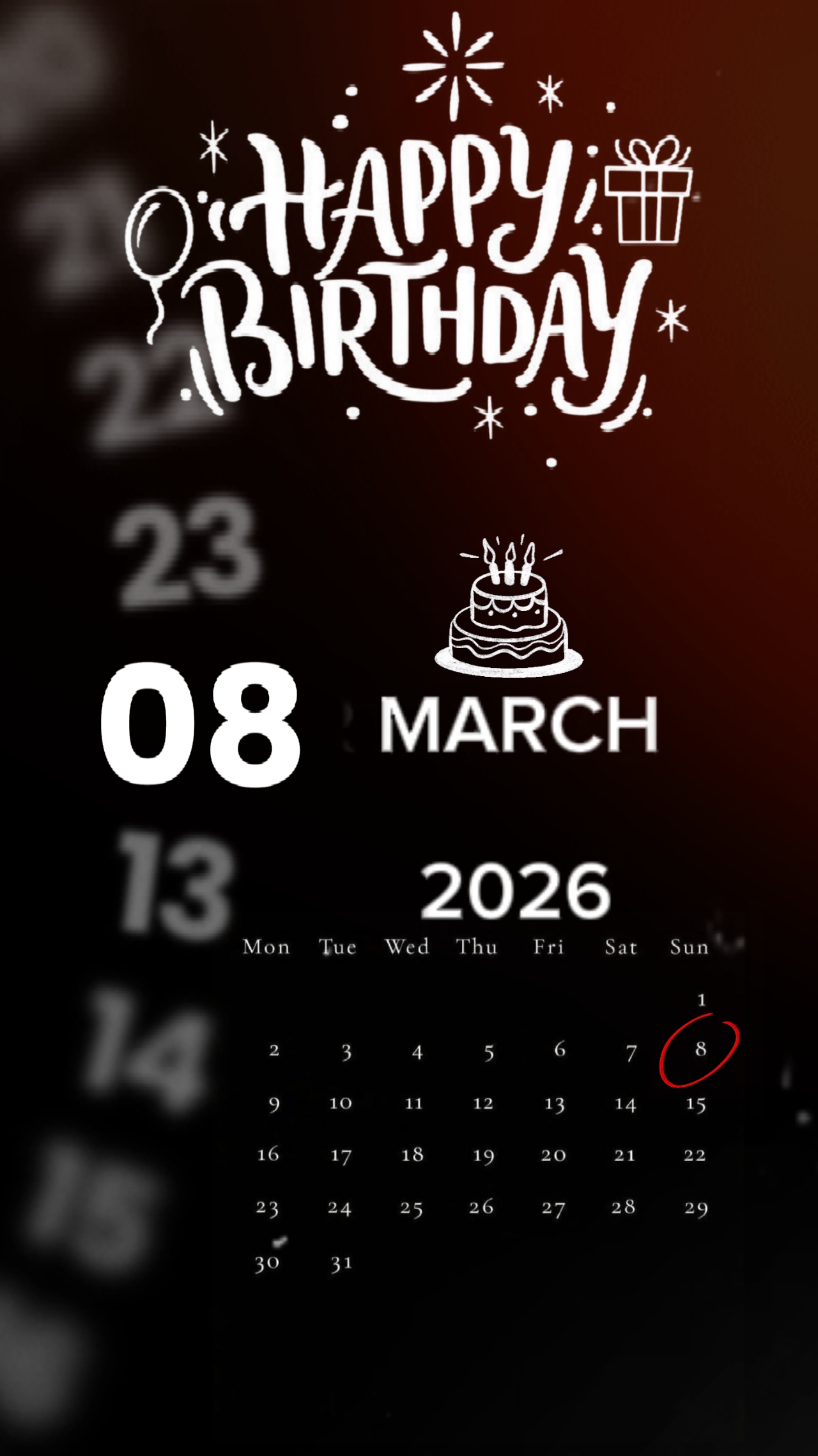 08 de marzo Cumpleaños