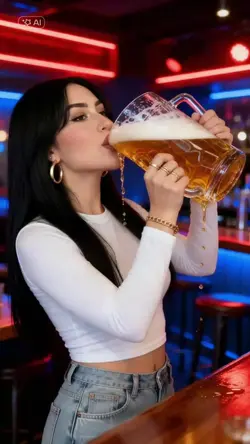 drinking giant beer 