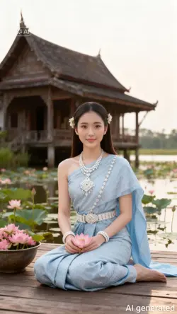 AI ชุดไทยสีฟ้า