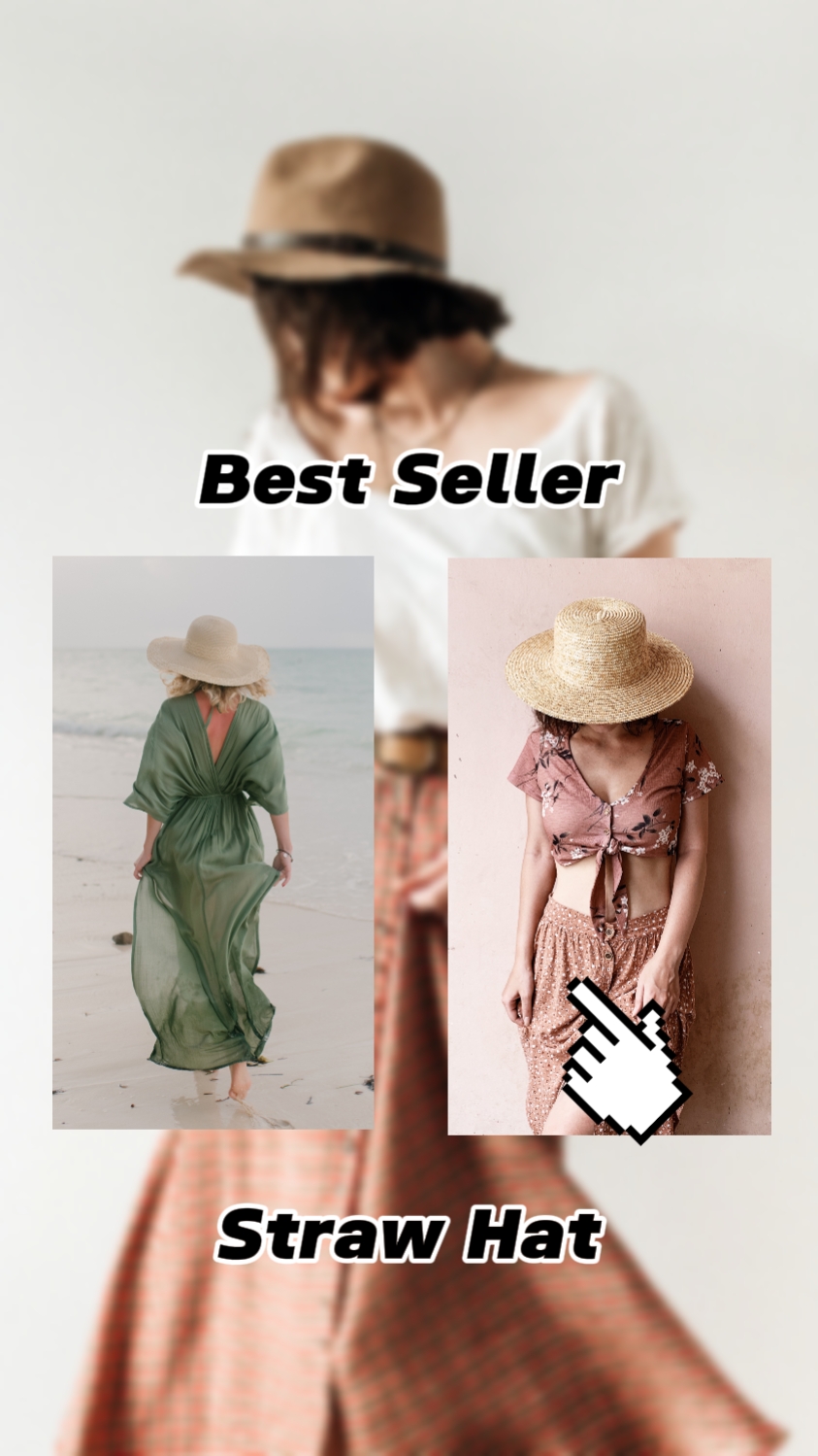 Straw Hat Fashion Product Display Text To Speech TikTok Style 