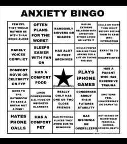 Anxiety bingo