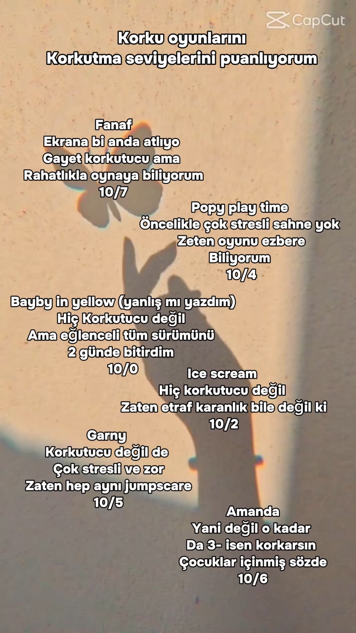 Korku oyunu puanlıyo