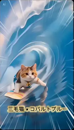 瓶の中の巨大波！三毛猫チャレンジ
