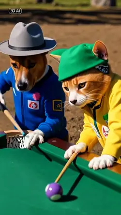 Pet playing billiard