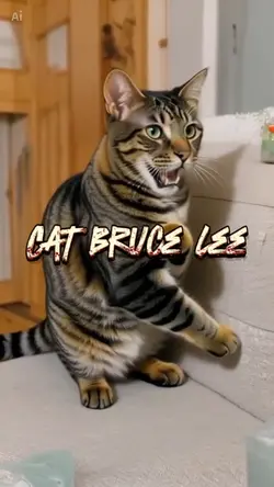 Cat Bruce Lee Waaaaa