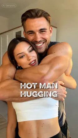 Hot man hugging