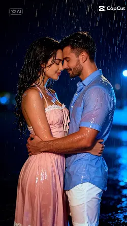 casal na chuva IA