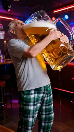 drinking giant beer