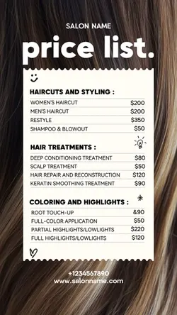 Pricelist Salon
