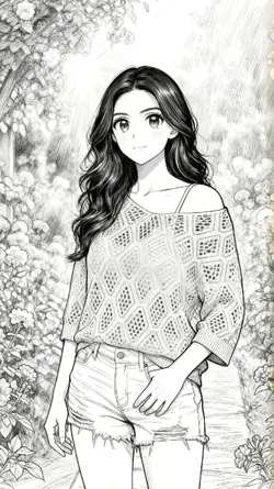 anime sketch B/W