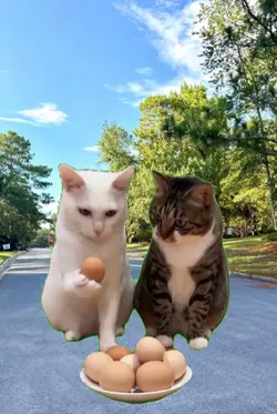 Cat Eating egg