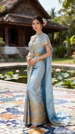 aiชุดไทยสีฟ้า