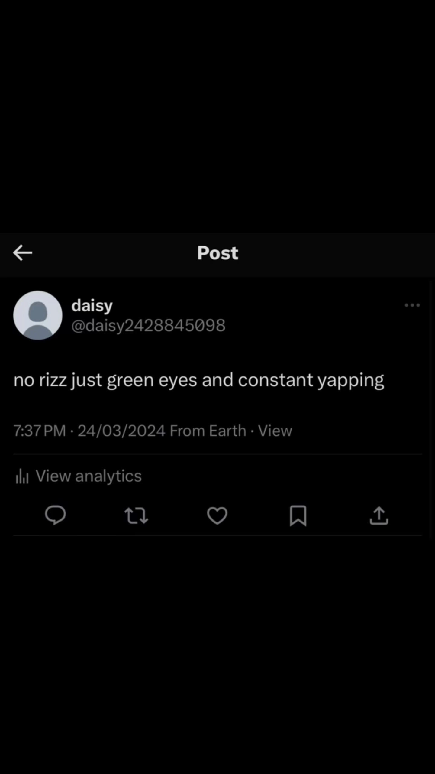 Pas de rizz yeux verts