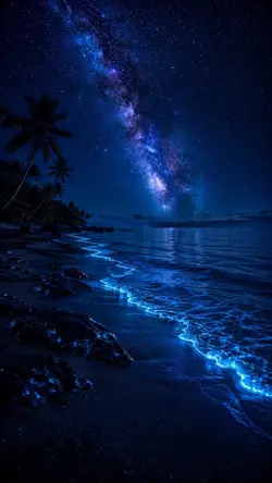 Neon Sky Beach Night