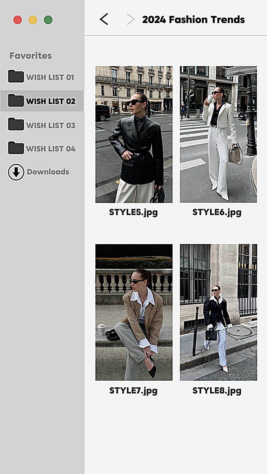 La liste des styles