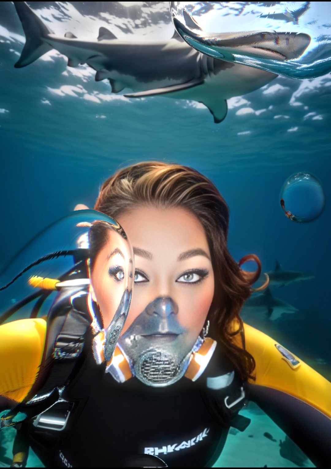 Tiburones nadando con