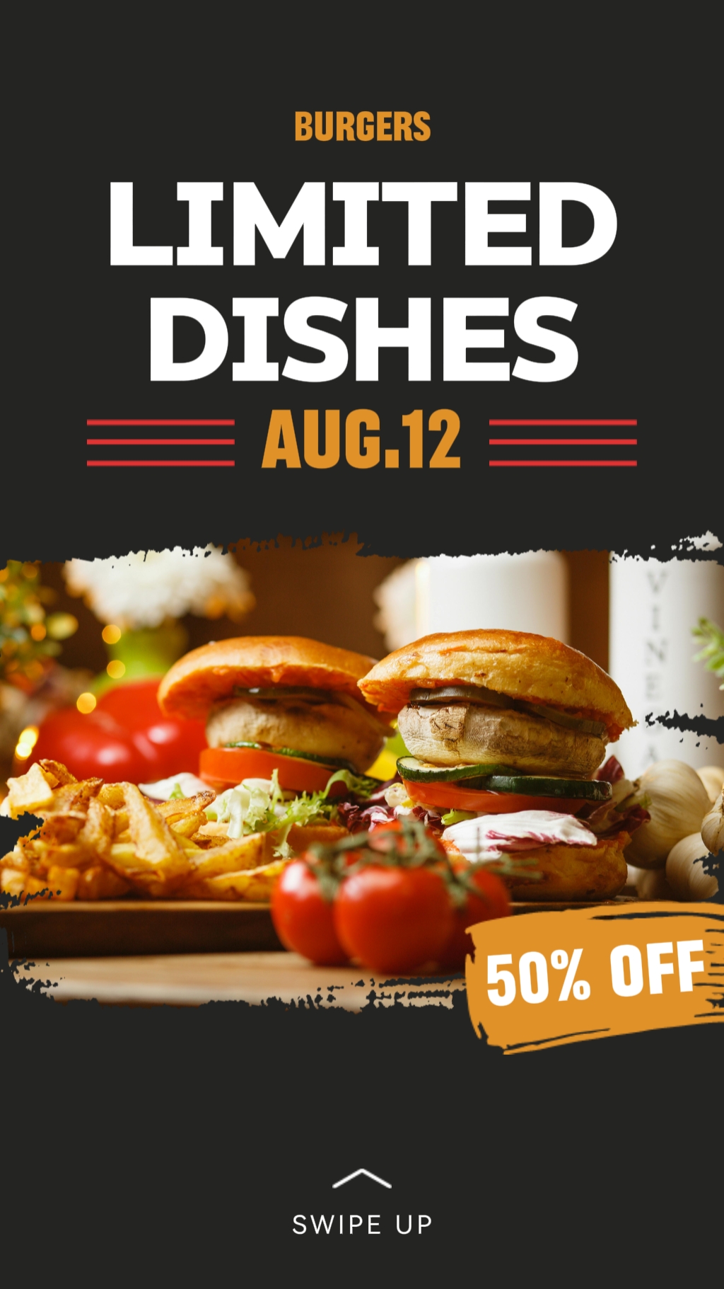 TikTok tarzı Burger evi Menü Ekranı Instagram makarası