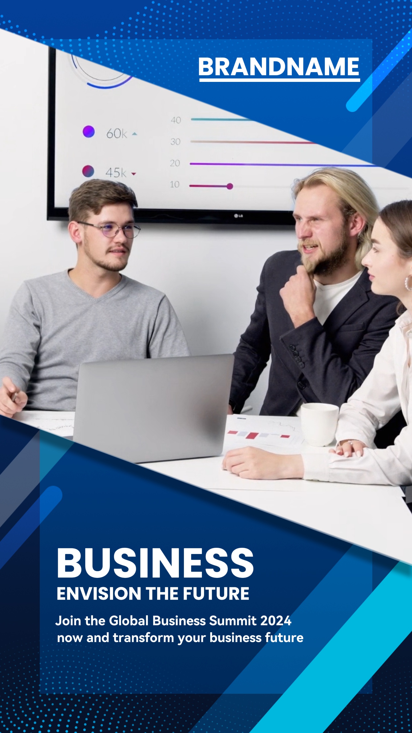 Modèle de promotion d'entreprise de style commercial bleu foncé