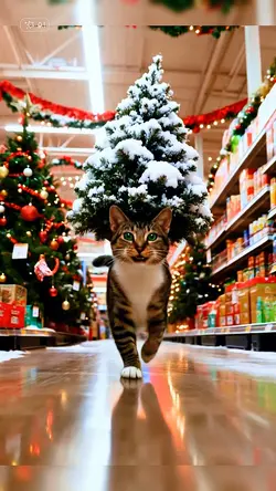 gato levando árvore 