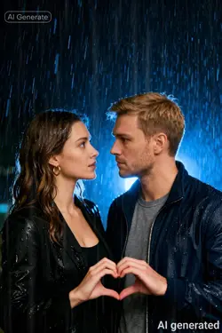 couple rain photo ai