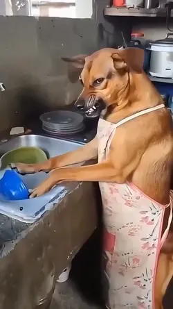 angry dog washing