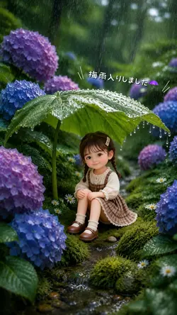 葉っぱの下で雨宿り☂️ミニチュアver🌿