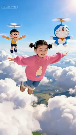 Flying with Doraemon