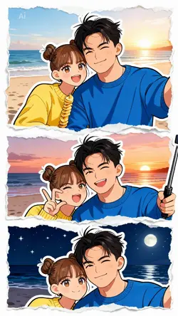 Tornpaper cute beach