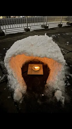 東京は雪。なのでかまくら